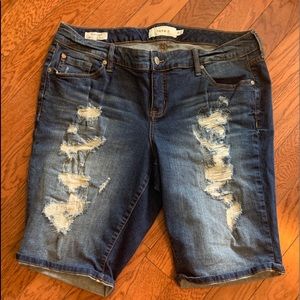 Torrid Distressed Boyfriend Bermuda Shorts